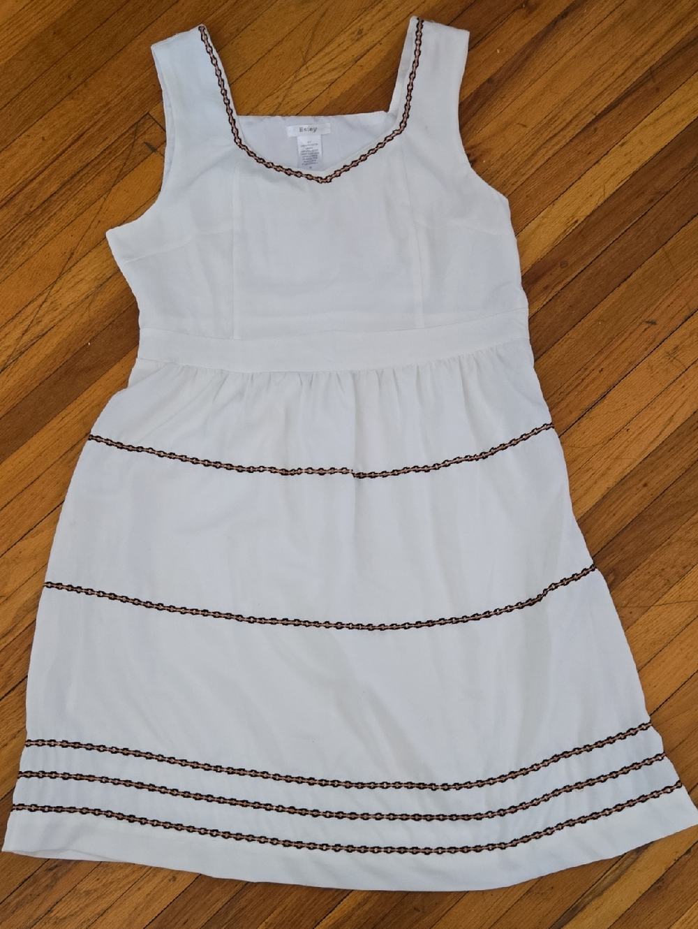 Esley White Sleeveless Top with Black and Brown Trim